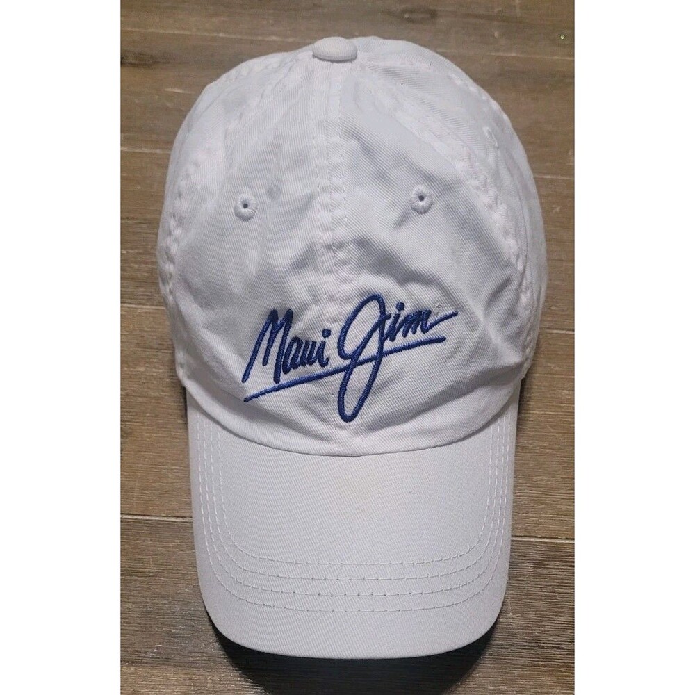 MAUI JIM Live Aloha Baseball Hat Adult White Adjustable Cap Embroidered Hawaii